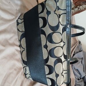 Coach Black and Tan Signature Tote